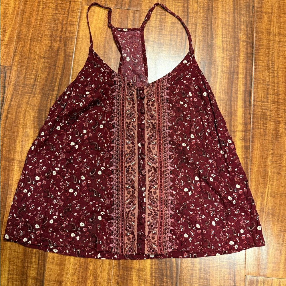 🌊Buy 2 get 1 Free 🌊 Hollister Paisley Burgundy Blouse